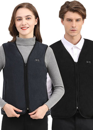 V - Neck Heated Fleece Jacket - Sidiou Group