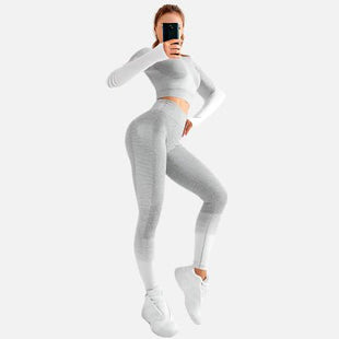 Women's Ombre Long Sleeve High Waisted Yoga Set - Sidiou Group