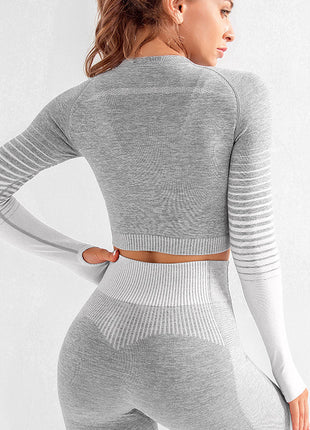 Women's Ombre Long Sleeve High Waisted Yoga Set - Sidiou Group