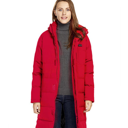 womens red long heat coat